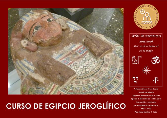 Cartel del curso de Egipcio Jeroglífico 2015-2016